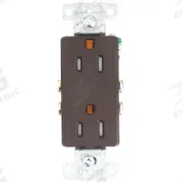 BRYANT Receptacle: Decorator Duplex, 5-15, Brown, 125V AC, 15 A, 2 Pole / 3 Wire (MPN RRD15STR)