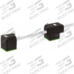 MURRELEKTRONIK Cordset: (2) DIN Form A Female Right Angle x Bare Wire, 3 m Cable Lg, PVC, Gray, IP67 (MPN 7000-58041-2170300). Key specifications — Wire Size: 18 AWG; Brand: MURRELEKTRONIK; Cable Jacket Color: Gray; IP Rating: IP67; DIN Connector Spacing: 200 mm.