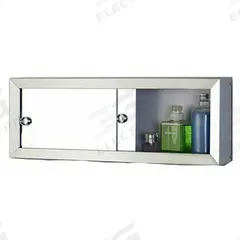 KETCHAM Cosmetic Box: Rectangular, Glass, 8 3/4 in Overall Ht, 30 in Overall Wd, 4 1/4 in Overall Dp (MPN 3008M). Key specifications — Brand: KETCHAM; Frame Material: Stainless Steel; Frame Finish: Bright Annealed; Frame Color: Silver.