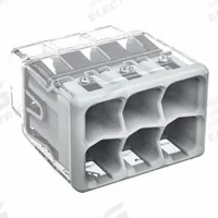 WAGO Push-In Wire Connector: 2773 Series, 6 Port, 20 AWG – 12 AWG Solid Wire Size Range, 32 A, 600 V (MPN 2773-406/K000-0008). Key specifications — Series: 2773; Manufacturer Part Number: 2773-406/K000-0008; Brand: WAGO.