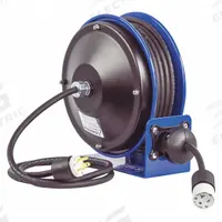 COXREELS Extension Cord Reel: Ratchet Lock, 30 ft Cord Lg, 16 AWG, SJO, 5-15R Cord Lg, 5-15P, Blue (MPN PC10-3016-A). Key specifications — Retractable Cord Ending NEMA Configuration: 5-15R; Feeder Cord Ending NEMA Configuration: 5-15P; Brand: COXREELS.