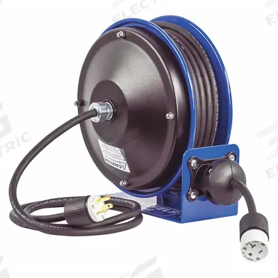 COXREELS Extension Cord Reel: Ratchet Lock, 30 ft Cord Lg, 16 AWG, SJO, 5-15R Cord Lg - Self-Retracting Cord Reels