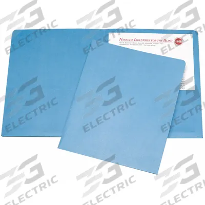 ABILITY ONE Pocket Folder: Paper, 11 in Ht, 8 1/2 in Wd, Blue, 2 Pockets - Pocket Folders