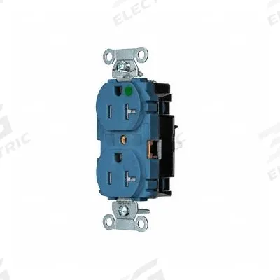 HUBBELL Receptacle: Hospital Grade, Duplex, 5-20R, Blue, 125V AC, 20 A - General Purpose Receptacles