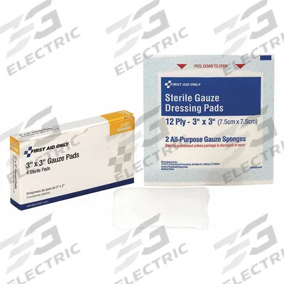 FIRST AID ONLY Gauze Pad: 3 in Dressing Lg, 3 in Dressing Wd, Gauze, Sterile - Gauze Pads