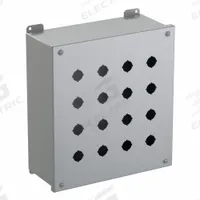 HAMMOND Push Button Enclosure: 22mm, 16 Holes, Carbon Steel, NEMA 12/13 (MPN 1437MS). Key specifications — Brand: HAMMOND; Environments & Applications: Indoor Dust & Water Droplets.