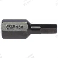 APEX Insert Bit: Insert Bit, Imperial, Hex Head, 7/32 in Bit Industry Size, Std, 1 3/8 in Overall Lg (MPN SZ-13-A). Key specifications — attr1119808: 7/32 in; attr1119811: S2 Steel; attr1119815: Square; attr1119817: Standard; attr1119818: APEX; attr1119810: Impact Rated.