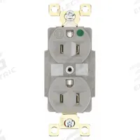 BRYANT Receptacle: Hospital Grade Fed. Spec., Duplex, 5-15R, Gray, 125V AC, 15 A, 2 Pole / 3 Wire (MPN BRY8200GRY)