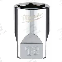 MILWAUKEE Standard Socket: Metric, 1/4 in Drive Size, 13 mm Socket Size, 6-Point, Std, Chrome (MPN 45-34-9039). Key specifications — attr1204417: MILWAUKEE; attr1204392: Chrome.