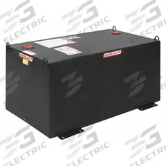 Transfer Tank: Black, Rectangle, 100 gal Capacity, Steel, 12 ga Thick, Powder-Coated (MPN 358-5-02). Key specifications — For Use With: Diesel Fuel; Brand: WEATHER GUARD.