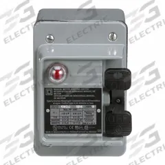 SQUARE D Manual Motor Switch: 3 Poles, 30 A, 4 NEMA Rating, Pilot Light: Red Light (440-600V AC) (MPN 2510KW2C). Key specifications — Brand: SQUARE D; Maximum Voltage Rating: 600V AC; Mounting Style: Surface; Pilot Light: Red Light (440-600V AC); Enclosure Material: Painted Steel.