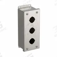 HAMMOND Push Button Enclosure: 30mm, 3 Holes, 304 Stainless Steel, NEMA 3R/4/4X (MPN 1435SSC). Key specifications — attr211299: HAMMOND; attr1043605: Washdown-Corrosion-Resistant.