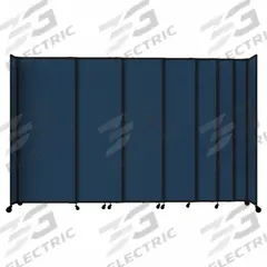 VERSARE Room Divider: 7 Panels, Opaque, Navy Blue Panel, 82 in Overall Ht, 186 in Overall Wd (MPN 1911203). Key specifications — Ballistic Standards: NIJ Standard 0108.01; Frame Finish: Powder Coated; Frame Material: Aluminum; Mounting Location: Freestanding; Panel Color: Navy Blue; Panel Surface Material: Fabric.