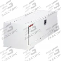 WEATHER GUARD Wheel Well Cabinet: Cabinet, Steel, 14 in Overall Lg, 42 in Overall Wd, Wheel Well (MPN 9444-3-01). Key specifications — Color: White; Includes: (2) Floor Mounting Spacers; Product Type: Cabinet; Compatible Product Type: Vehicle Storage Drawers; Material: Steel; Mounting Location: Wheel Well; Brand: WEATHER GUARD.