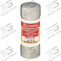 LITTELFUSE Fuse: JLS Series, Class J, Cylindrical Body, Fast-Acting, 6 A, 600 V AC, Non-Indicating (MPN JLS006). Key specifications — attr1287274: JLS; attr211200: LITTELFUSE.