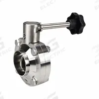 DIXON Butterfly Valve: 1/2 in Pipe Size, Solder, 140 psi Max. Pressure (CWP), 316L Stainless Steel (MPN B5107V050BB-B). Key specifications — Average Surface Roughness (Ra): ≤ 32 micron; Brand: DIXON; Stop Positions: Unlimited; Handle Type: Lever; Body Material: 316L SS; Disc Material: 316L SS.