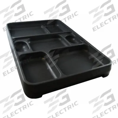 ROCK Food Tray: 14 1/4 in Overall Lg, 9 1/2 in Overall Wd, Dark Gray, 7 Compartments - Rock Food Trays for Correctional Facilities