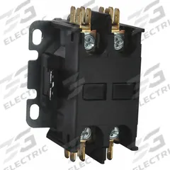 DAYTON Definite Purpose Magnetic Contactor: 2 Poles, 24V AC, 32 A, Non-Reversing (MPN 6GNP9). Key specifications — Brand: DAYTON; Coil Voltage: 24V AC; Contactor Style: HVACR Definite Purpose Contactor; Mounting Style: Through Panel; Terminal Connection Type: Screw Terminals; Maximum Voltage Rating: 600V AC; Phase: Single; Main Pole Contact Form: 2NO.