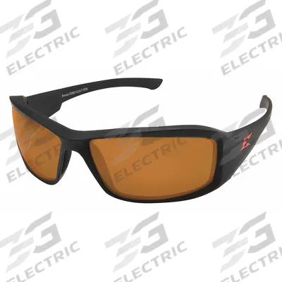 EDGE EYEWEAR Safety Glasses: Copper Lens, Full-Frame, Metal Detectable, Black Frame - Glare-Reducing Polarized Comfort-Fit Safety Glasses
