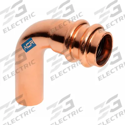 STREAMLINE Crimp Elbow Fitting: 90° Elbow, 5/8 in CTS x 5/8 in CTS x 5/8 in CTS size - Refrigeration Copper & Bronze Press Tube Fittings