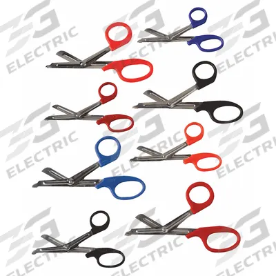 EMI Shear: EMS Shear, Stainless Steel, Angled/Rounded, Plastic, 7 1/4 in Overall Lg - Trauma Shears