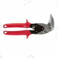 MILWAUKEE Aviation Snip: Left, 9 in Overall Lg, 4 in Cutting Lg, Steel, Plastic, Plastic (MPN 48-22-4511). Key specifications — attr308531: Plastic; attr308530: Steel; attr308532: Plastic; attr308533: No; attr308535: Cold Rolled Steel; attr308541: 18 ga (Cold Rolled Steel); attr308546: Left; attr324897: MILWAUKEE.