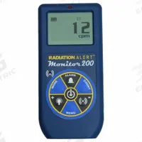 RADIATION ALERT Radiation Survey Meter: CPM/CPS/mR/hr/uSv/hr, NIST, LCD with Backlight (MPN MONITOR 200). Key specifications — Measuring Units: mR/hr; Includes: Observer BLE App; Operating Ranges: 0 to 235,400 CPM; Brand: RADIATION ALERT; Calibration Certificate Type: NIST.
