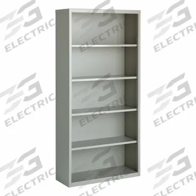 HIRSH Bookcase: Gray, Steel, 72 in Overall Ht, 34 1/2 in Overall Wd, 13 in Overall Dp - Stationary Bookcases