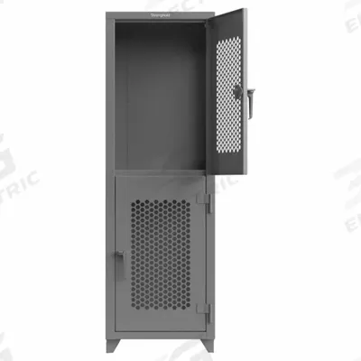 STRONG HOLD Locker: 24 in x 24 in x 75 in, Ventilated, 2 Tiers, 2 Units Wide, Padlock Hasp - Ventilated Metal Wardrobe Lockers
