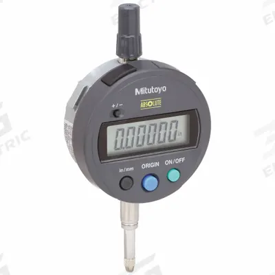 MITUTOYO Digital Indicator: 0 in to 0.5 in /0 mm to 12.7 mm, Inch/Metric, 0.0001 in Accuracy - Digital Indicators with Removable Flat Back