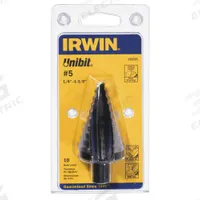 IRWIN Step Drill Bit: 1/4" to 1-3/8", Black Oxide HSS, Hex Shank (MPN 10235). Key specifications — attr1234936: Not Impact Rated.