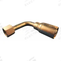 KURT Hydraulic Crimp Fitting: Carbon Steel, 90° Long Elbow, -8 For Hose Dash Size, Female x Male (MPN FJX90L-08-08). Key specifications — Fitting Gender: Female x Male; Fitting Connection Type: JIC x Hose End; Thread Size: 3/4"-16; For Hose Dash Size: -8; Brand: KURT.