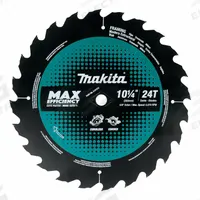 MAKITA Circular Saw Blade: 10 1/4 in Blade Dia., 24 Teeth, 0.09 in Cut Wd, 5/8 in Arbor Size (MPN E-07272). Key specifications — attr1116119: MAKITA; attr1145631: Wood.