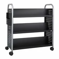 SAFCO Book Cart: 41 1/4 in Overall Ht, 41 1/4 in Overall Wd, 17 3/4 in Overall Dp, Black, 6 Shelves (MPN 5335BL). Key specifications — attr1036848: Metal; attr1036852: (2) Lockable.