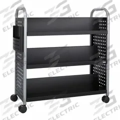 SAFCO Book Cart: 41 1/4 in Overall Ht, 41 1/4 in Overall Wd, 17 3/4 in Overall Dp, Black, 6 Shelves (MPN 5335BL). Key specifications — attr1036848: Metal; attr1036852: (2) Lockable.