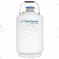COLE-PARMER Cryogenic Dewar: 10 L Capacity, 11 3/4 in Overall Dia, 21 1/8 in Overall Ht, Aluminum (MPN 4426063). Key specifications — Brand: COLE-PARMER; Material: Aluminum; Includes: Dewar Monitor; Included Safety Features: Lockable.