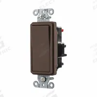 HUBBELL Wall Switch: Rocker Switch, 3-Way, Maintained, Brown, 120/277V AC, 20 A (MPN DS320ST). Key specifications — Illuminated: No; Voltage Rating: 120/277V AC.