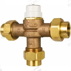 APOLLO Mixing Valve: 3/4 in Inlet Connection Size, 3/4 in Outlet Connection Size, Push x Push, 210°F (MPN 34BLF314P). Key specifications — Brand: APOLLO.