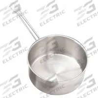 CRESTWARE Sauce Pan w/Cover: 7.625 qt Capacity, Stainless Steel, Riveted, Silver, 10 1/8 in Dia (MPN SSSAU7). Key specifications — NSF Certified: No; Body Material: Stainless Steel; Cover Type: Flat; Brand: CRESTWARE; Body Style: Straight; Handle Material: Stainless Steel; Handle Type: Riveted; Material: Stainless Steel.