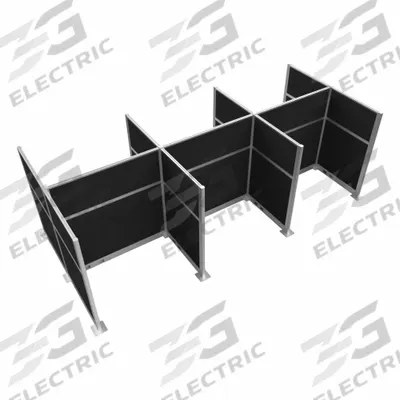 VERSARE Cubicle Kit: 72 in Overall Ht, 48 in_72 in Overall Wd, 9 Panels, Black - Modular Cubicle Walls