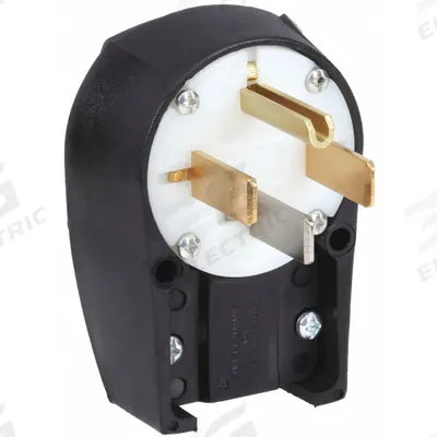 BRYANT Straight Blade Plug: 14-50P, 125/250V AC, 50 A, 3 Pole, 4 Blade, Black (MPN 9452ANPB) - Angled Plugs