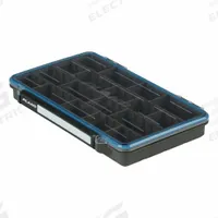 PLANO Compartment Box: 14 in x 7 1/4 in x 1 3/4 in, Black/Clear, 64 Compartments, 20 Adj Dividers (MPN P000274). Key specifications — Color: Black/Clear; Brand: PLANO; Material: Plastic.