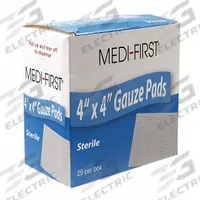 MEDIQUE Gauze Pad: 4 in Dressing Lg, 4 in Dressing Wd, Cotton, Sterile, Fastener Not Included, 25 PK (MPN 62073). Key specifications — Water Resistance: Not Water Resistant; Unitized: Unitized; Manufacturer Part Number: 62073; Package Type: Box; Product Type: Gauze Pad; Sterility: Sterile; Brand: MEDIQUE; Fastener Included: Fastener Not Included.