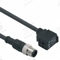 IFM Patch cable: M12 Male Straight x DIN Form C, 2 ft Cable Lg, PUR, Black, 5 Pins, IP65 (MPN E11426). Key specifications — Wire Size: 5.00 mm; Brand: IFM; Cable Jacket Color: Black; IP Rating: IP65.