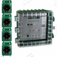 BIRD-X Electronic Bird Repeller: 3,600 sq ft Coverage Area, Wall Mount, Electric, 102 dB Max Volume (MPN USX). Key specifications — Manufacturer Part Number: USX; Brand: BIRD-X; Mounting Type: Wall Mount; Power Source: Electric; Targeted Animals: Bats; Voltage: 110 V AC.