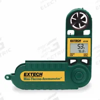 EXTECH Anemometer: 20 fpm Air Velocity Resolution, Dew Point/Relative Humidity, Rotating Vane, 45158. Key specifications — Vane Material: Plastic; Data Logging: No; Manufacturer Part Number: 45158; Brand: EXTECH; Temperature Accuracy: +/-1.8°F; Digital Display Screen Type: LCD; Display Type: Digital; Includes: Lanyard.
