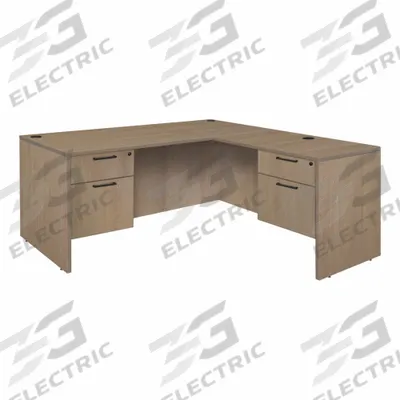 REGENCY Desk: Particle Board, Oak, 2 Pedestals, 4 Drawers, 60 in Overall Wd - Pedestal Desks