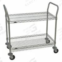 METRO Wire Shelf Utility Cart: 375 lb, 2 Shelf, 36 in L x 18 in W x 38 in H Dim, Silver, Flat (MPN HC3-2,1836NC-1,CC9744A-1,4LD). Key specifications — Shelf Orientation: Flat; Caster/Wheel Configuration: (2) Swivel; Finish: Chrome; Brand: METRO.