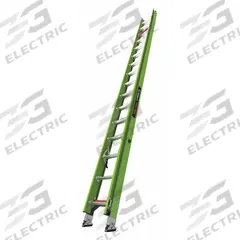 LITTLE GIANT Extension Ladder: 32 ft Ladder Size, Fiberglass, 375 lb Load Capacity, 62 lb Wt (MPN 17932). Key specifications — Color: Green; Brand: LITTLE GIANT; Included Features: Ground Cue; Removable Fly: Fixed.