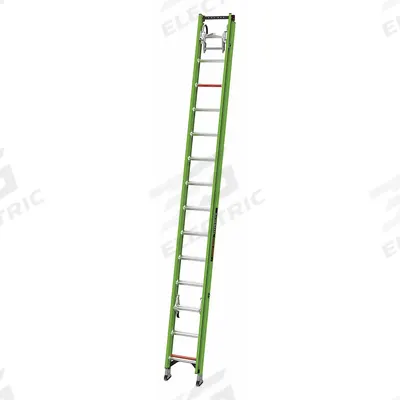LITTLE GIANT Extension Ladder: 28 ft Ladder Size, Fiberglass, 375 lb Load Capacity - Cable Grab Non-Conductive Fiberglass Extension Ladders